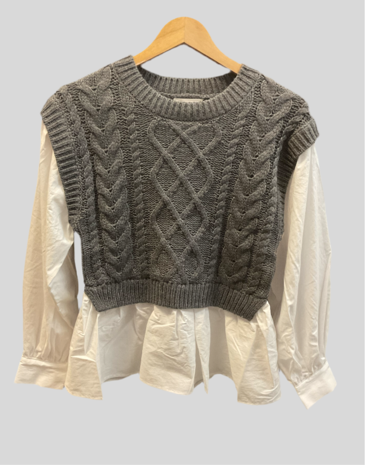Crew Neck Cable Knit Sweater Vest