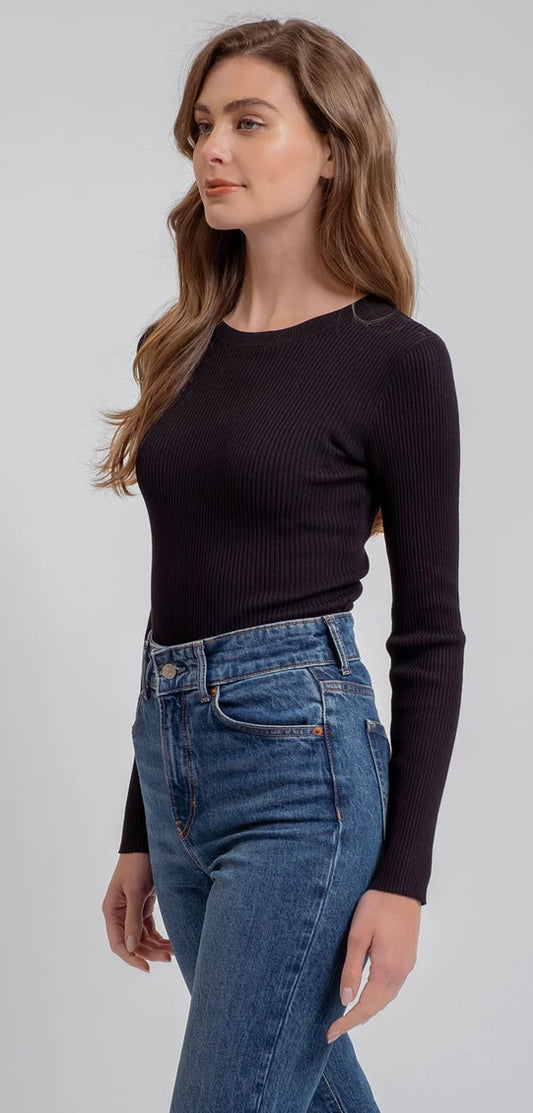 Boat Neck Knit Top LS