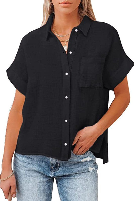 Linen Short Sleeve Button Front Shirts