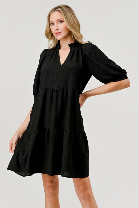 Alicia Black Tiered Dress